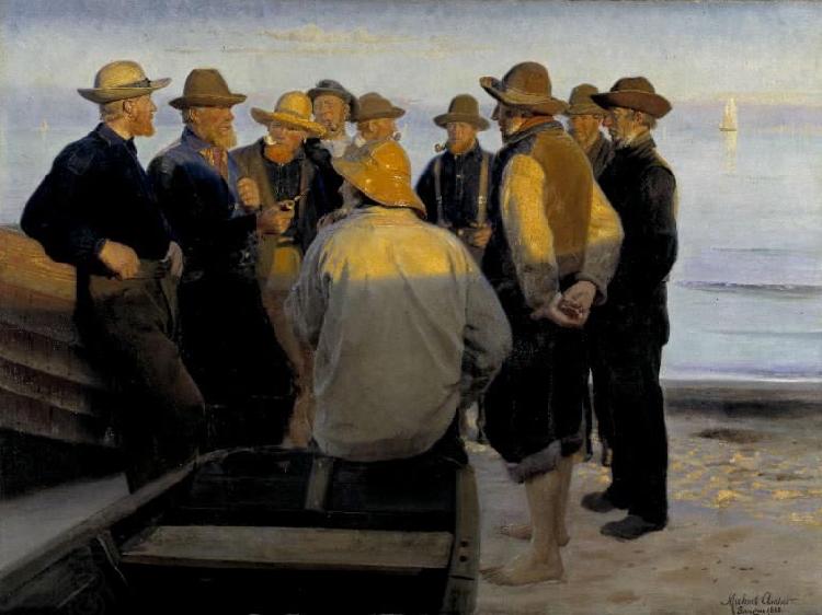 Michael Ancher Fishermen by the Sea on a Summer's Evening